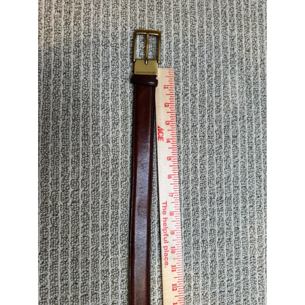 Johnston & Murphy Brown Full Grain Leather Belt‎ Mens Size 36 Solid Brass USA